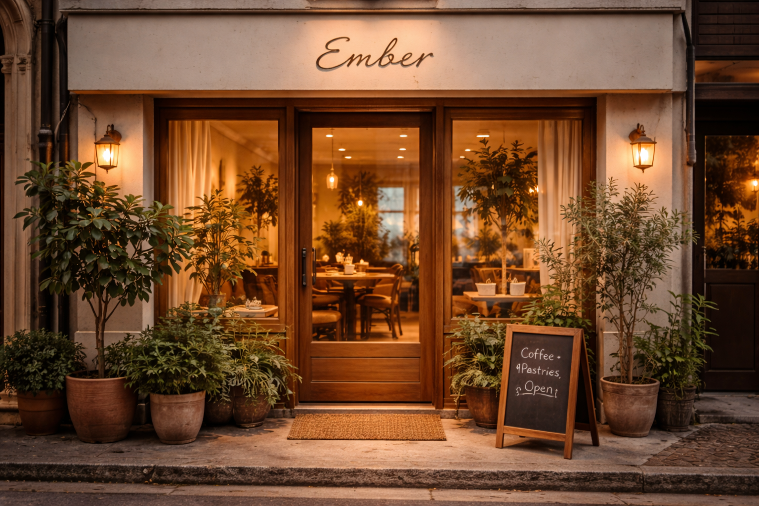 Ember Café storefront exterior – welcoming entrance